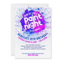 Paint Night Birthday Invite - Blue