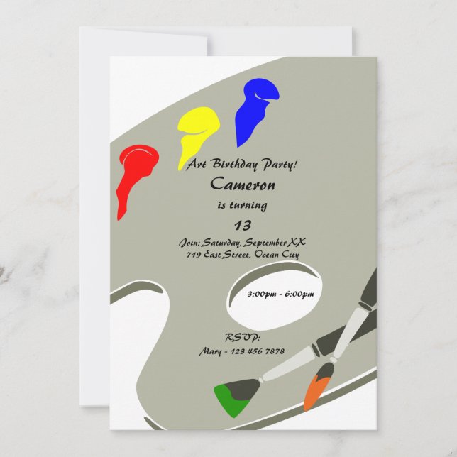 Paint Palette 13th Birthday Art Party Invitation (Front)