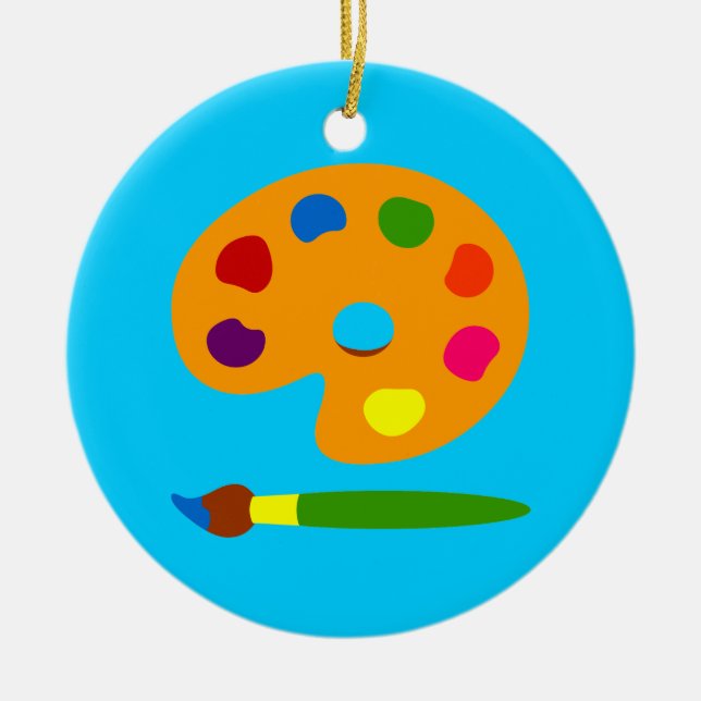 Paint Palette Art Ceramic Tree Decoration (Front)