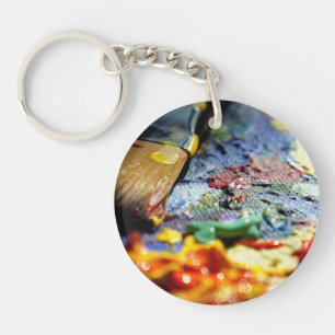 Paint Palette Closeup Key Ring