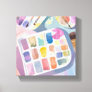 Paint Palette Pretty Art Colourful Watercolor Canvas Print