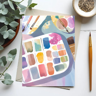 Paint Palette Pretty Art Colourful Watercolor Postcard