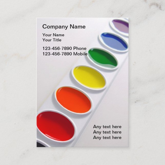 Paint Palette Theme Artist Business Card (Front)
