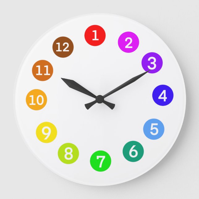 Paint Pallette Rainbow Colours Large Clock (Front)