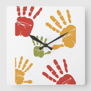 paint palms square wall clock