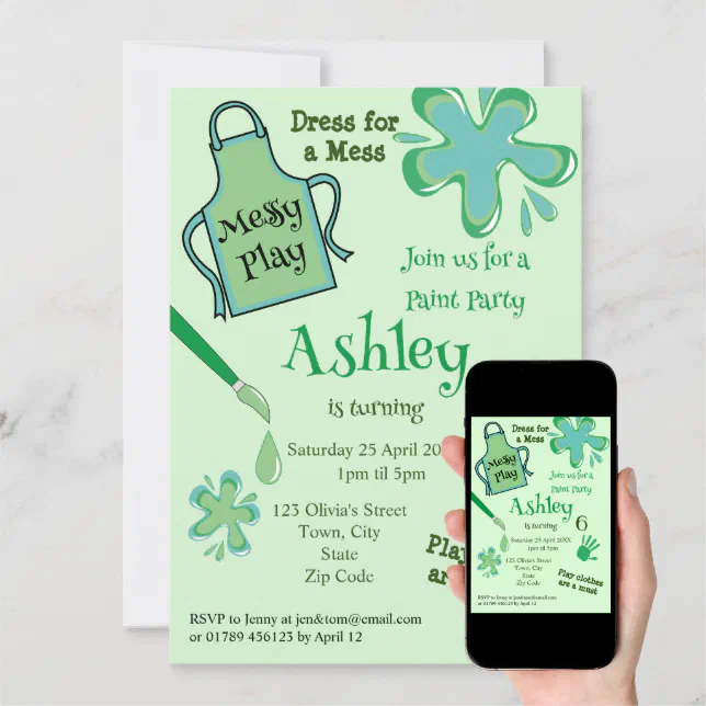 Paint Party Messy Play Party Invitation (Downloadable)