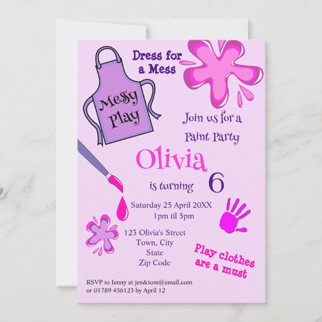 Paint Party Messy Play Party Invitation (Front)