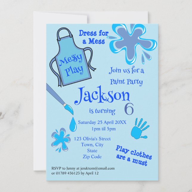 Paint Party Messy Play Party Invitation (Front)