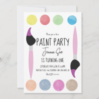 Paint Party Watercolor Palette First Birthday 