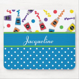 Paint Polka Dots Monogram Mouse Pad