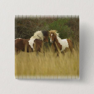 Paint Ponies in Field Square Button
