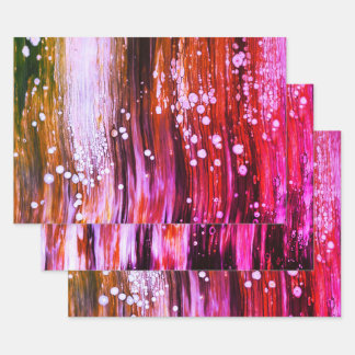 Paint Pour Cells Swipe Abstract Art Pink Wrapping Paper Sheet