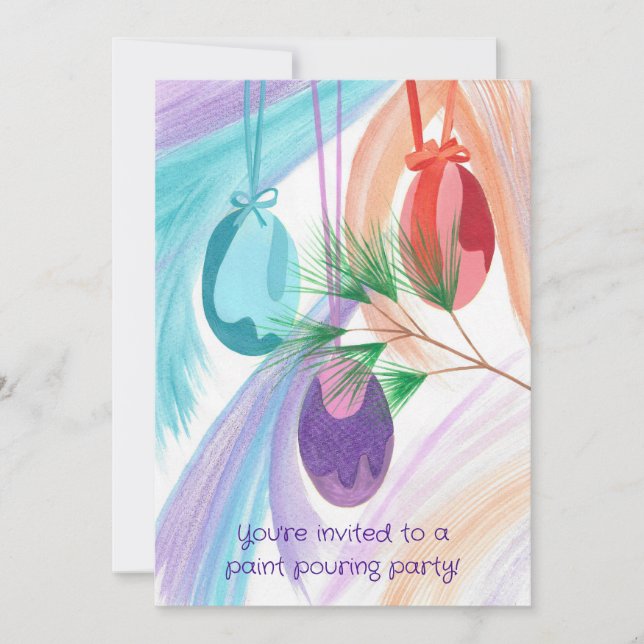 Paint Pouring Party Invitations for Christmas (Front)