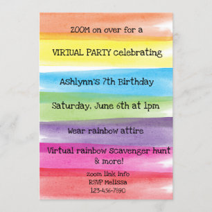Paint Rainbow Virtual Birthday Invitation
