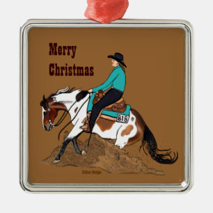 Paint Reining Horse Christmas Ornament