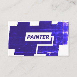 Paint roller blue wall business card