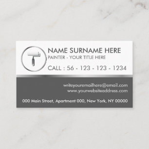 Paint Roller Grey Circle Simple Business Card