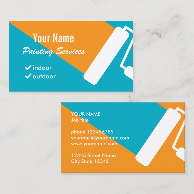 Paint roller logo painter business card template (Front/Back)