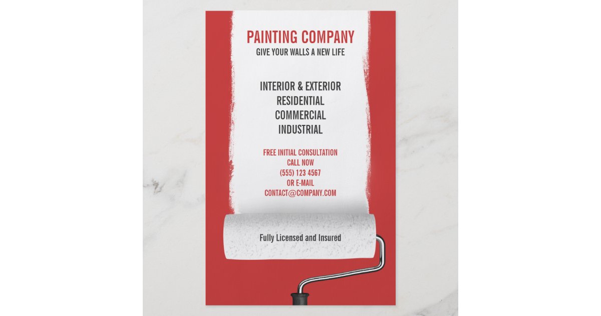 paint roller painting company contractor flyer zazzle co uk painting company flyers