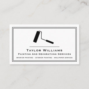 Paint Roller Painting Services Painter Black White Business Card