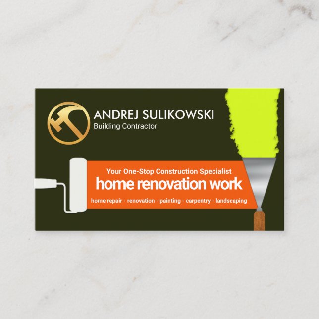 Paint Scraping Roller Brush Painting Business Card (Front)