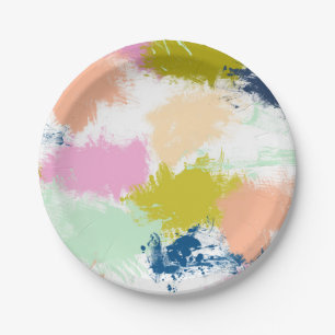 Paint smears paper plate