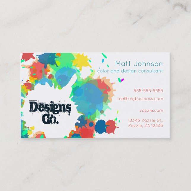Paint Spatters Artist Designer Business Card (Front)