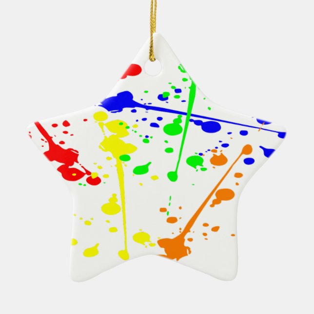 Paint splash abstract art colourful ceramic tree decoration (Front)