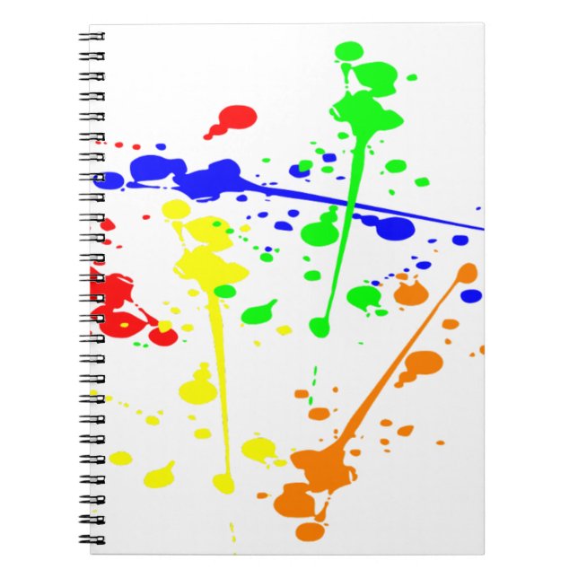 Paint splash abstract art colourful notebook (Front)