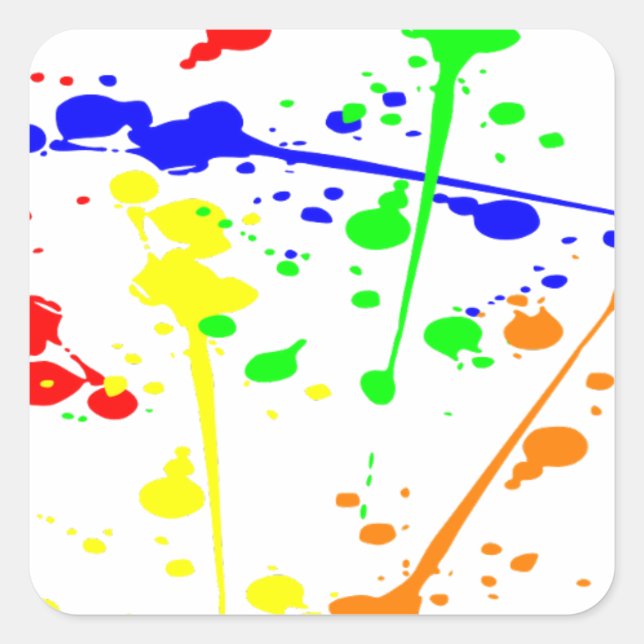 Paint splash abstract art colourful square sticker (Front)