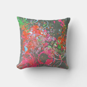 Paint splash art cushion red pink