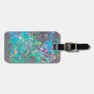 Paint splash art luggage tag - blue green