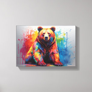 Paint Splash Bear Canvas Print