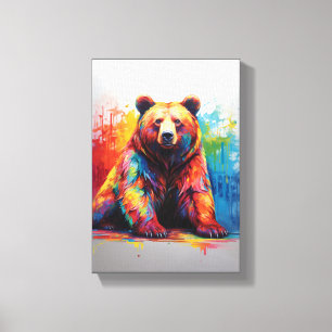 Paint Splash Bear Canvas Print