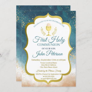 Paint Splash,Chalice First Holy Communion Invitation