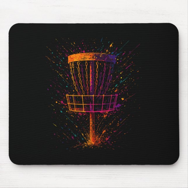Paint Splash Disc Golf Basket Golfer Golfing Sport Mouse Mat (Front)