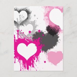Paint Splash Heart Pattern Postcard