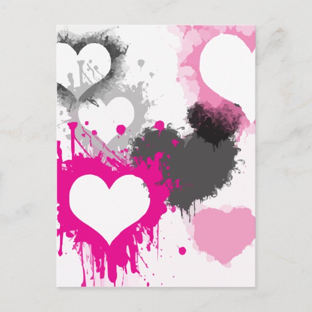 Paint Splash Heart Pattern Postcard (Front)