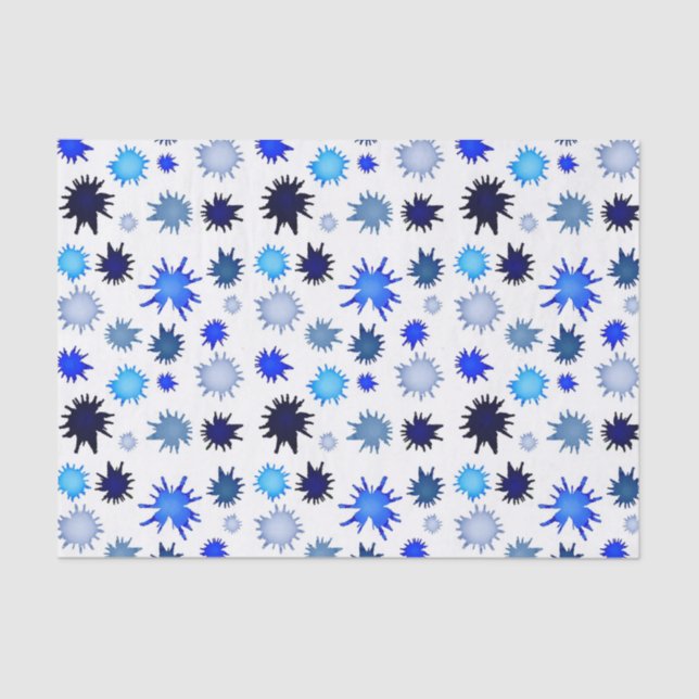 Paint Splash in Blue Pattern Tissue Paper (Front)