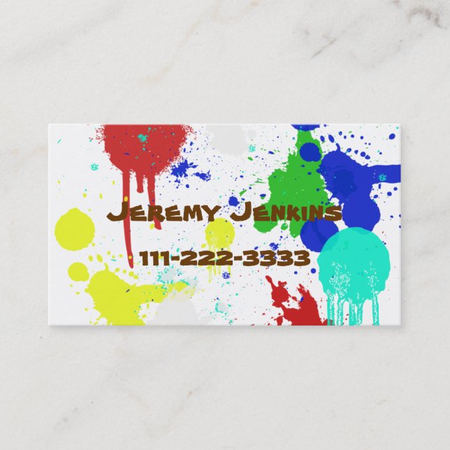 Paint Splashes Children's calling card (Front)