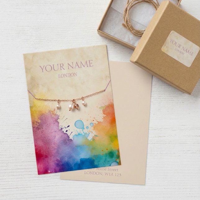Paint splashes necklace or bracelet display card (Paint splashes necklace or bracelet display card.)