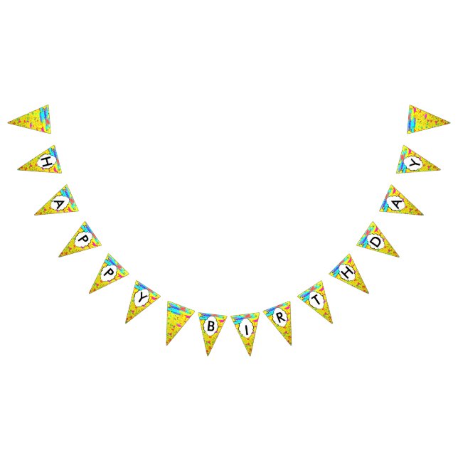 Paint splashes on a yellow background bunting  (All)