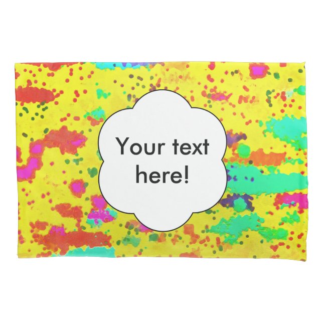 Paint splashes on a yellow background pillowcase (Front)