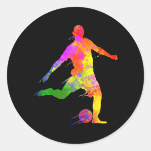 Paint Splashes Soccer Lover Graphic Soccer Player Classic Round Sticker