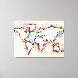 Paint Splashes Text Map of the World Canvas Print