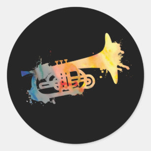 Paint Splat Mellophone Classic Round Sticker