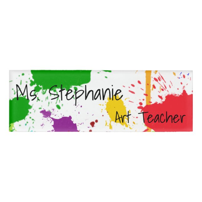 Paint Splats Art Name Tag (Front)