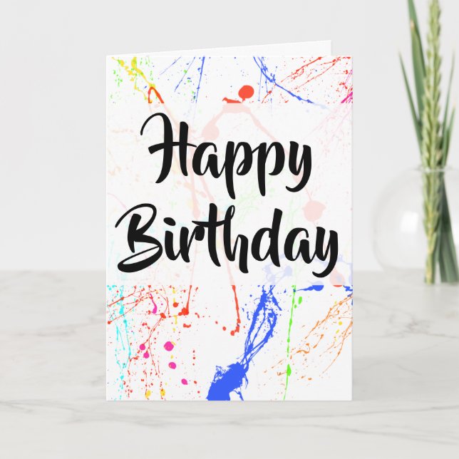 Paint Splats Happy Birthday Card (Front)