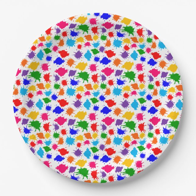 Paint Splats Paper Plate (Front)
