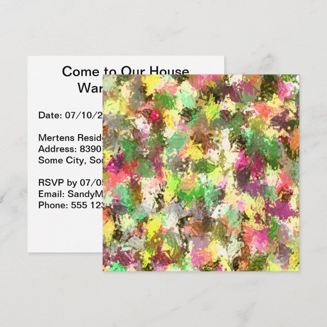 Paint Splatter Art Autumn Leaves Housewarming  Invitation (Front/Back)